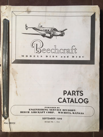 Original 1949-1955 Beechcraft D18S and D18C Parts Manual.