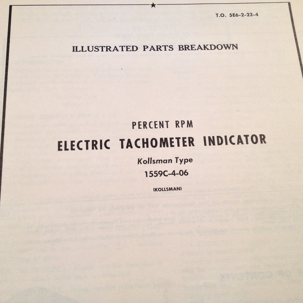 Kollsman 1559C-4-06 Tachometer Parts Manual.