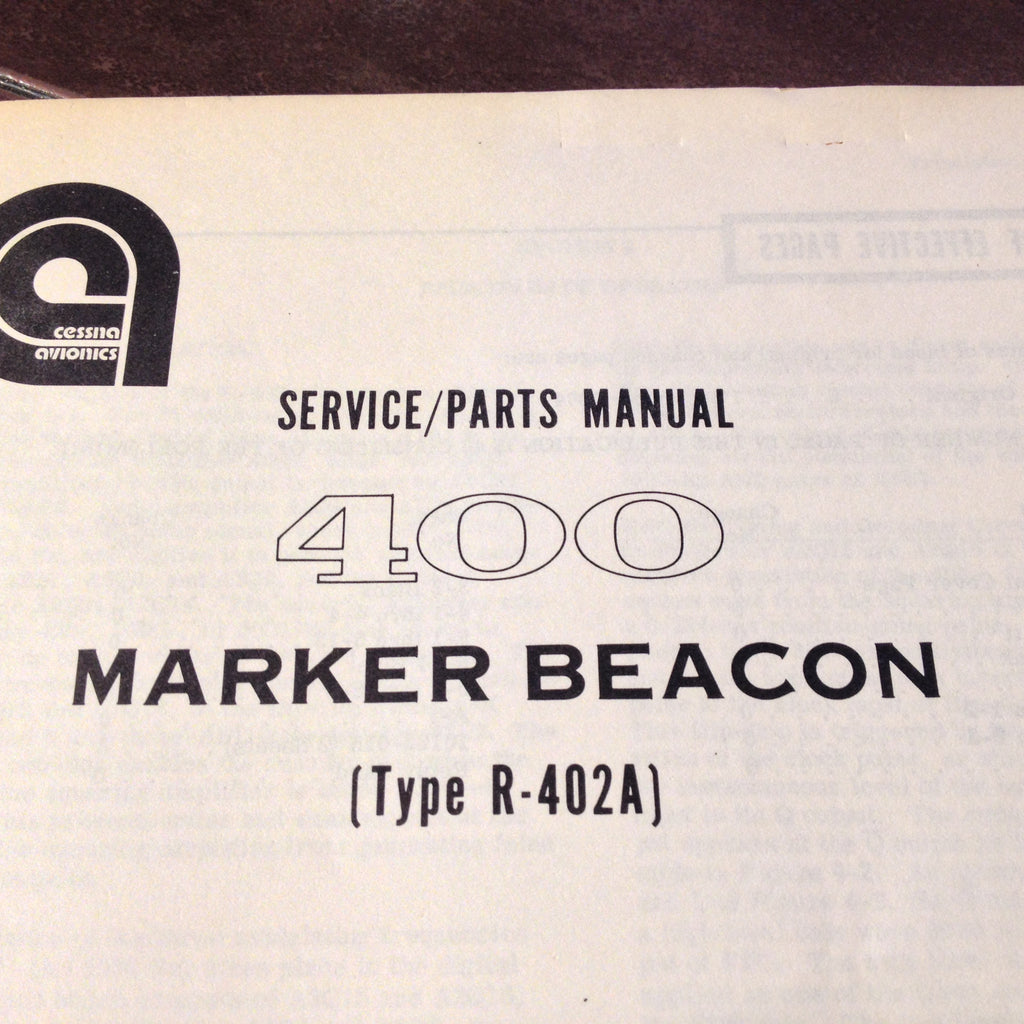 Cessna ARC R-402A Marker Beacon Service Manual.