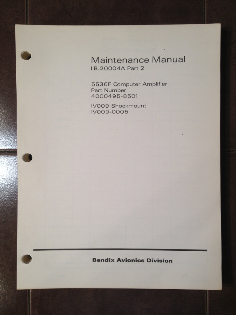 Bendix 5536F Autopilot Computer Maintenance Manual for 4000495-8501.