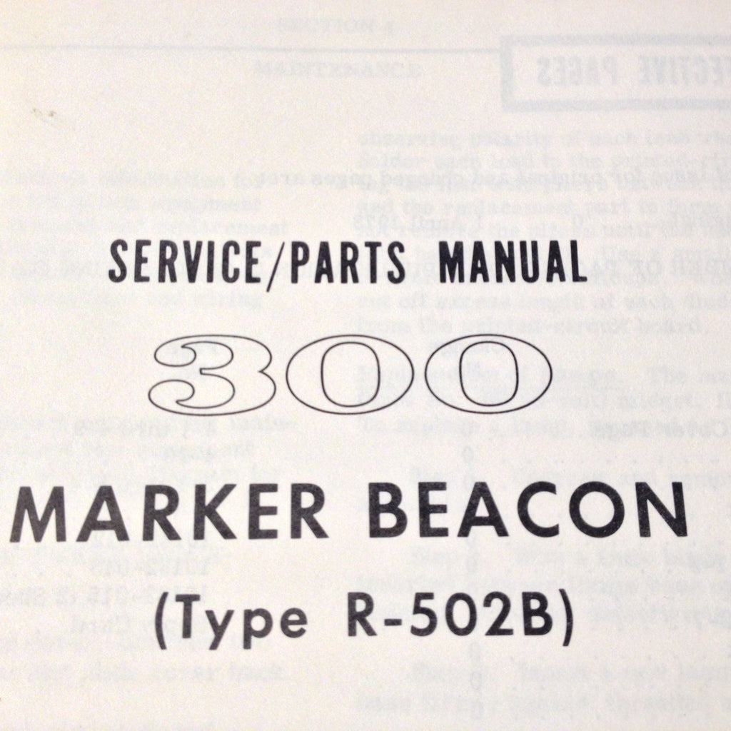 Cessna ARC R-502B Marker Beacon Install, Service & Parts Manual.