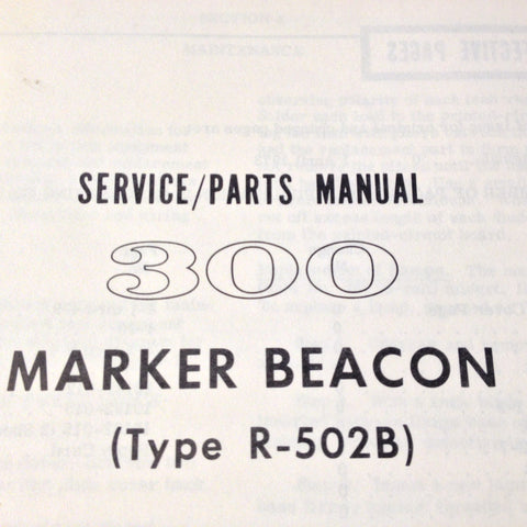 Cessna ARC R-502B Marker Beacon Install, Service & Parts Manual.