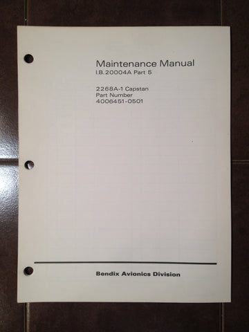 Bendix Capstan 2268A-1 Maintenance &Parts Manual.