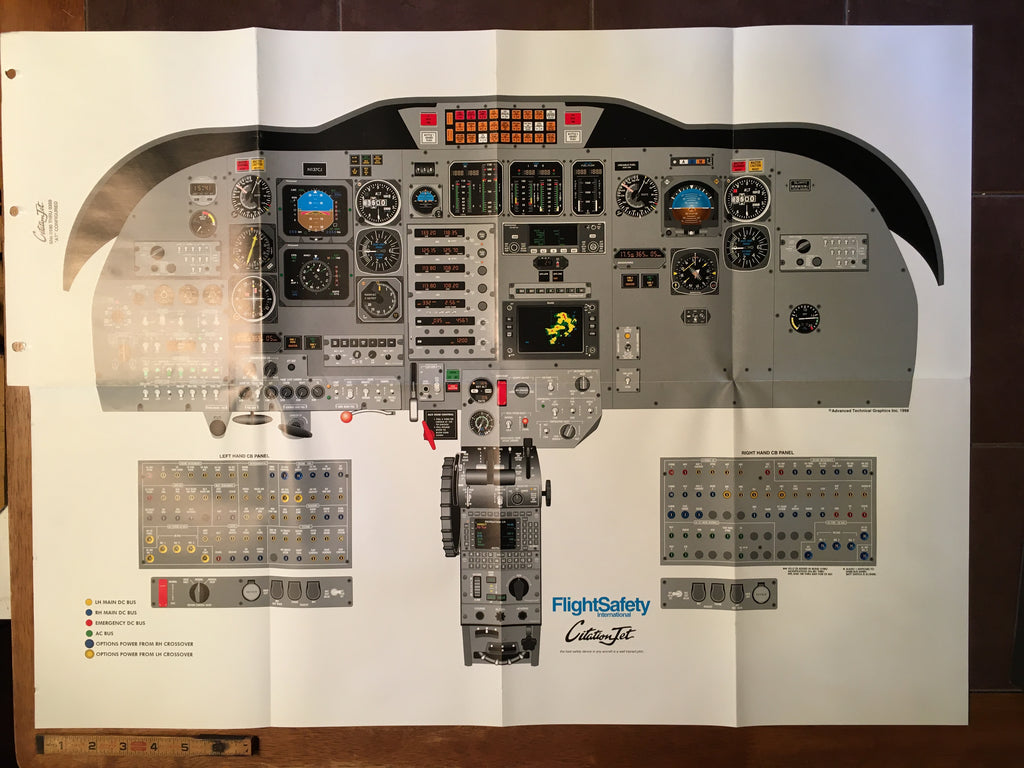 Cessna CitationJet Instrument Panel Poster for sn 0100 thru 0359, "AT" Configured.