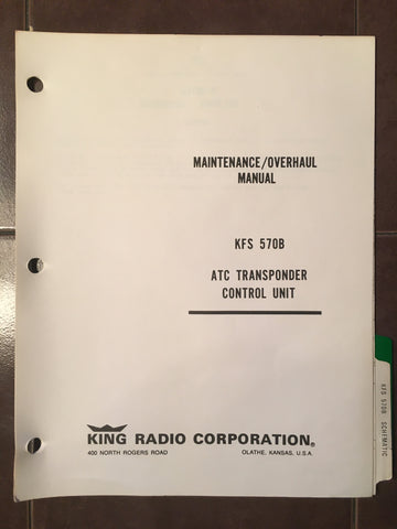 King KFS 570B Transponder Controller Service & Parts manual.
