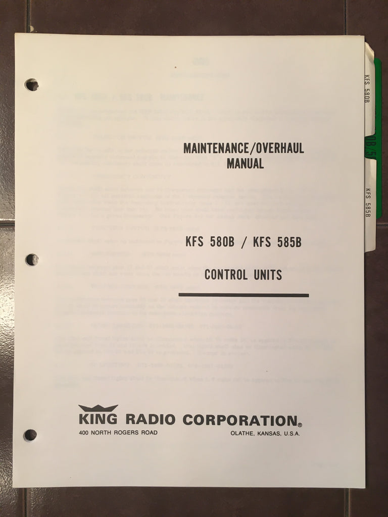 King KFS-580B and KFS-585B Controller Service manual.