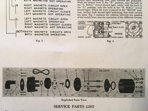 Bendix Scintilla AN3212-1 Ignition Switch Service Instructions & Parts ...