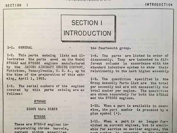 Jacobs R755A and R755B Parts Manual. – G's Plane Stuff