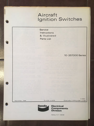 Bendix Aircraft Ignition Switches 10-357000 Service & Parts Instructions.