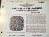 Bendix Eclipse Pioneer Dual Radio & Magnetic Compass Indicator RMI Type 36106 Description & Interconnect Pin-outs Data Sheet.  Circa 1956.