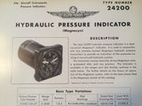Bendix Eclipse-Pioneer Hydraulic Pressure Indicator Magnesyn Type 24200 Description & Interconnect Pin-outs Data Sheet.  Circa 1956.