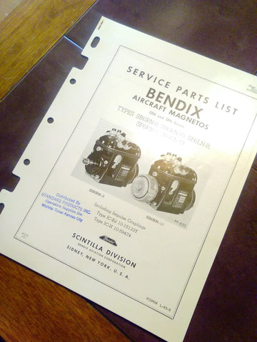 Bendix Scintilla SB6RN-8, SB6RN-10, SF6LN-8, SF6RN-8 and SF6LN-12 Parts Booklet.