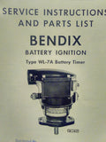 Bendix Scintilla WL-7A Battery Ignition Service Instructions & Parts Booklet.