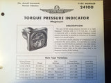 Bendix Eclipse-Pioneer Torque Pressure Indicator Magnesyn Type 24100 Description & Interconnect Pin-outs Data Sheet.  Circa 1956.