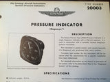 Bendix Eclipse-Pioneer Pressure Indicator Magnesyn Type 20003 Description & Interconnect Pin-outs Data Sheet.  Circa 1956.
