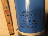 Sprague Powerlytic Capacitor, 3700uf 350 VDC.
