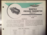 Bendix Eclipse Pioneer Manifold Pressure Transmitter Magnesyn Type 22200 Description & Interconnect Pinout Data Sheet.  Circa 1956.