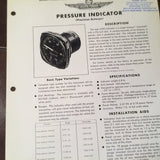 Bendix Eclipse Pioneer Pressure Indicator Autosyn Type 6200 Description & Interconnect Pinout Data Sheet.  Circa 1956.