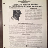 Bendix Eclipse Pioneer Positive Pressure Diluter Regulator Type 2881 Description & Interconnect Pinout Data Sheet.  Circa 1956.