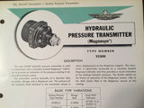 Bendix Eclipse Pioneer Hydraulic Pressure Transmitter Magnesyn Type 22300 Description & Interconnect Pinout Data Sheet.  Circa 1956.