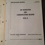 Collins 51X-2 Nav-Com Install Manual. Circa 1960.