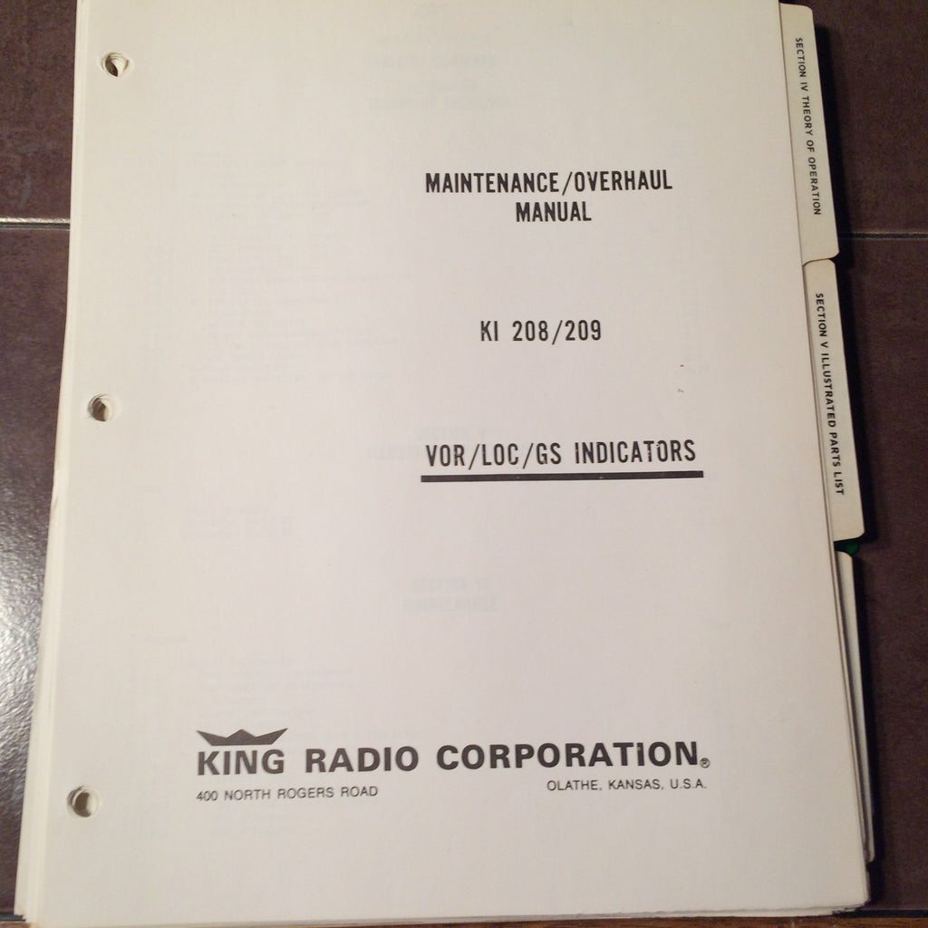 King KI 208 and KI 209 Service Manual.