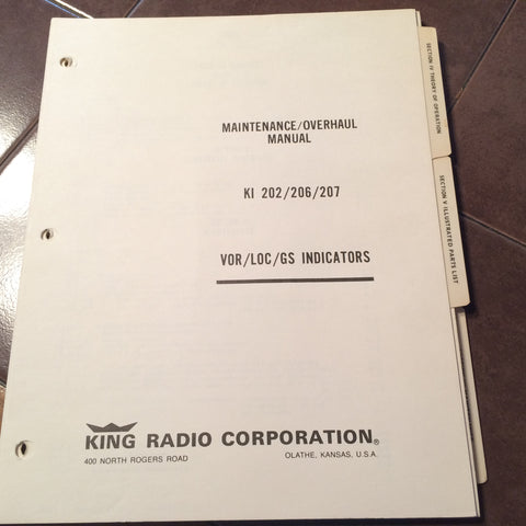King KI-202, KI-206 & KI- 207 NAV Indicator Service Manual.