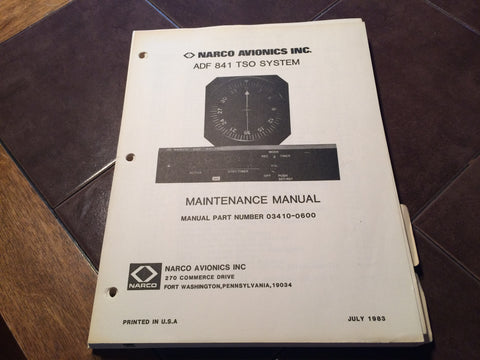 Narco ADF 841 Service Manual.