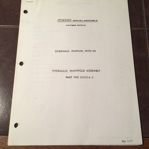 Sterer 52020 and 52020-2 Manifold Assembly Overhaul & Parts Manual.  Circa 1977.