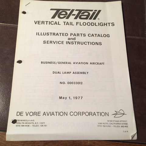 De Vore Tel-Tail Vertical Floodlights 00033012 Service & Parts Instructions.