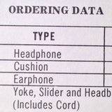 Telex TAH29 Headset Technical Data Sheet.  Circa 1975.