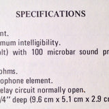 Telex 66C and 66CRA Microphone Technical Data Sheet.