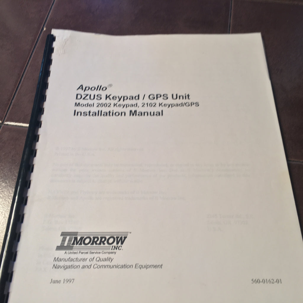 IIMorrow Apollo DZUS 2002 Keypad, 2102 Keypad / GPS Install Manual