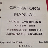 Lycoming O-360, HO-360, IO-360, AIO-360, HIO-360, LIO-360 & TIO-360 Engine Operator's Manual.
