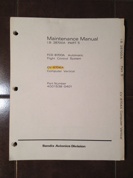 Bendix CV-8704A Computer Vertical Maintenance Manual. – G's Plane Stuff