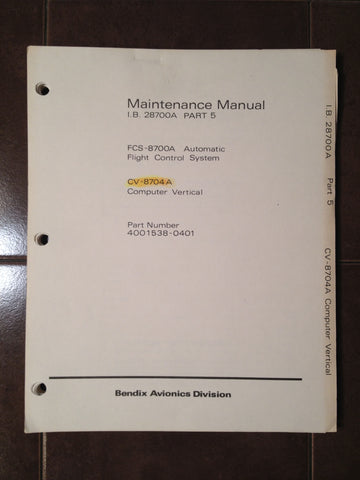 Bendix CV-8704A Computer Vertical Maintenance Manual.