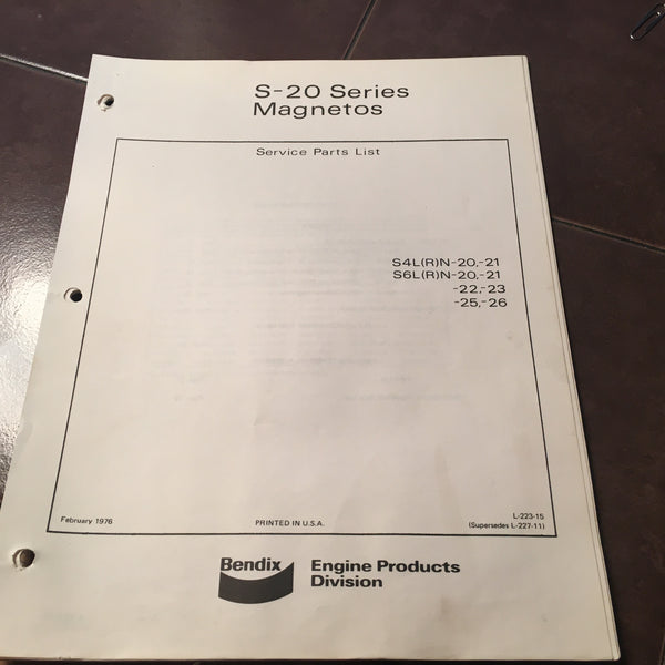 Bendix Sl4 Layout Bendix S-20 Magnetos S4L(R)N & S6L(R)N Parts Manual. – G's Plane Stuff