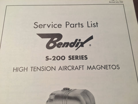 Bendix S-200 Magnetos Parts Manual.