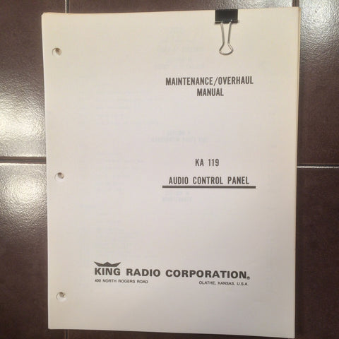 King KA 119 Audio Control Service Manual.