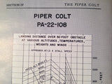 Vintage Piper Colt PA-22-108 Owner's Handbook.