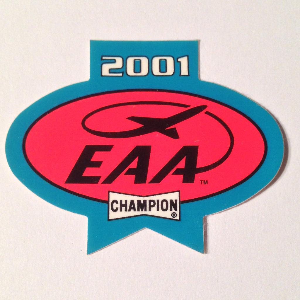 Original EAA Oshkosh 2001 Decal.  Never used 2.75" Plastic Champion Spark Plug issue.