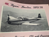 Original 1950 Ryan Navion "Super 260", 4 page Sales Brochure, 8x11".
