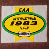 Original EAA Oshkosh 1983 Decal.  Never used 2.75" Plastic Champion Spark Plug issue.