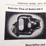 Eisemann Model "AM" Magnetos as used on Franklin 4 & 6 Cylinder Engines Service Booklet.  Circa 1942.
