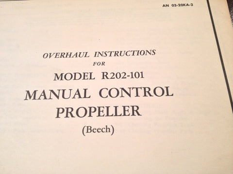 Beech R202-101 Manual Control Propeller used on Franklin O-425-5 Overhaul Manual.