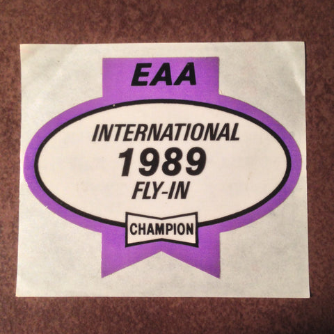 Original EAA Oshkosh 1989 Decal.  Never used 2.75" Plastic Champion Spark Plug issue.
