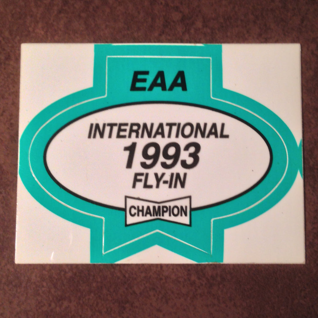 Original EAA Oshkosh 1993 Decal.  Never used 2.75" Plastic Champion Spark Plug issue.