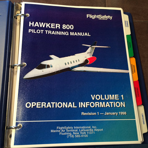 FlightSafety Hawker 800 Pilot Training Manual, Vol. 1 Operational Information.