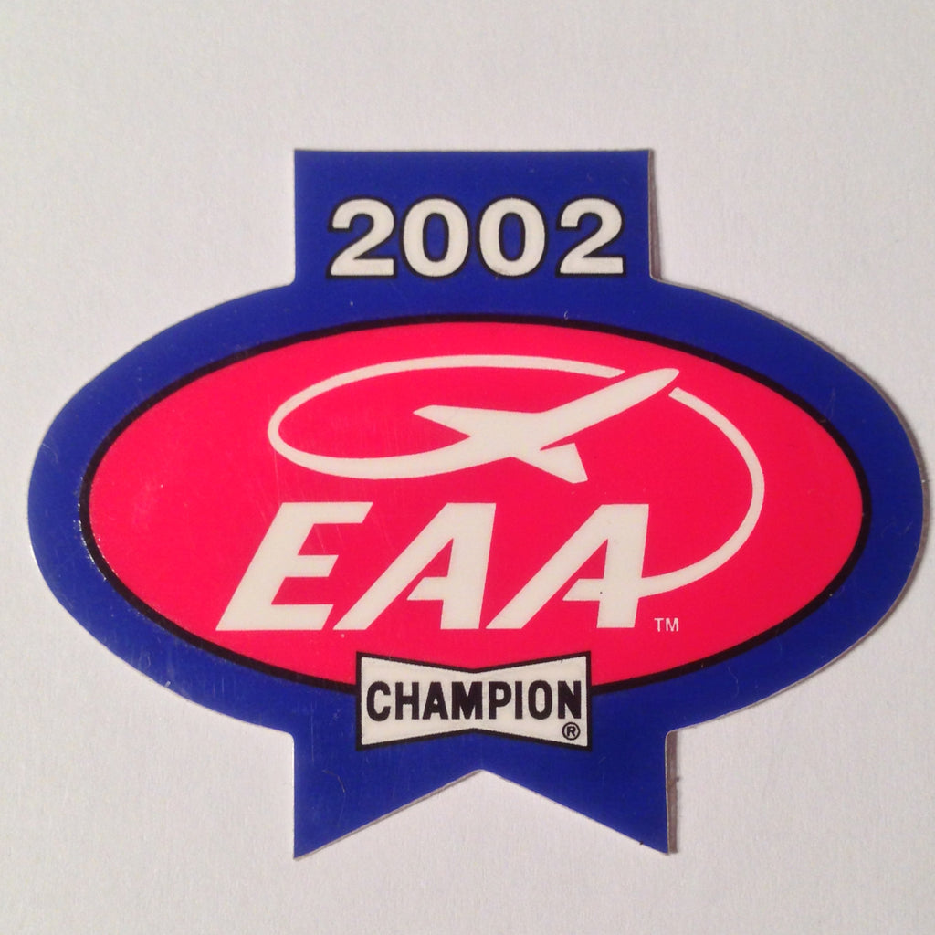 Original EAA Oshkosh 2002 Decal.  Never used 2.75" Plastic Champion Spark Plug issue.