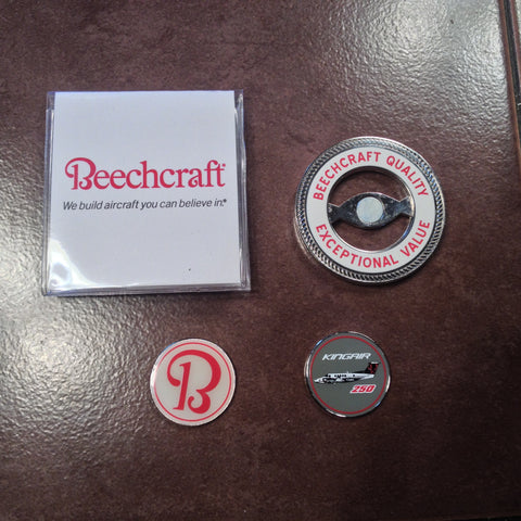 Beechcraft King Air 250  Challenge Coin with Two Golf Ball Markers. NOS